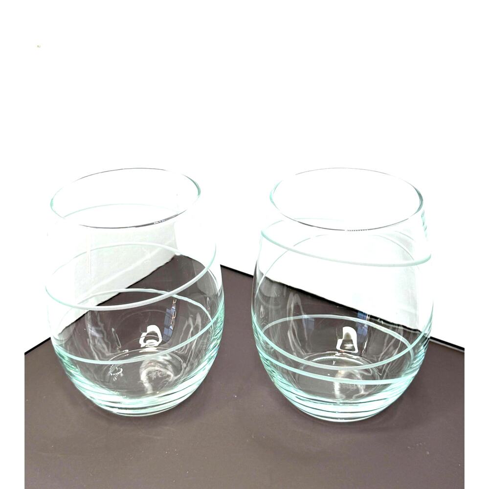 Lazy Boy Diamond Engraved Stemless Glass Spiral Design 20 Oz. Glass Set of #2